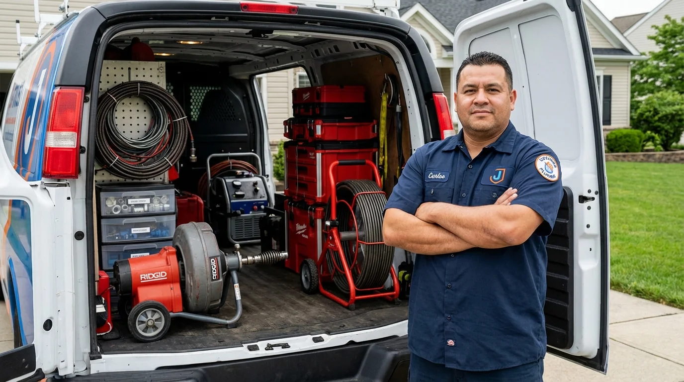 Professional drain cleaning equipment and Johns Plumbing LLC plumber in Ardsley
