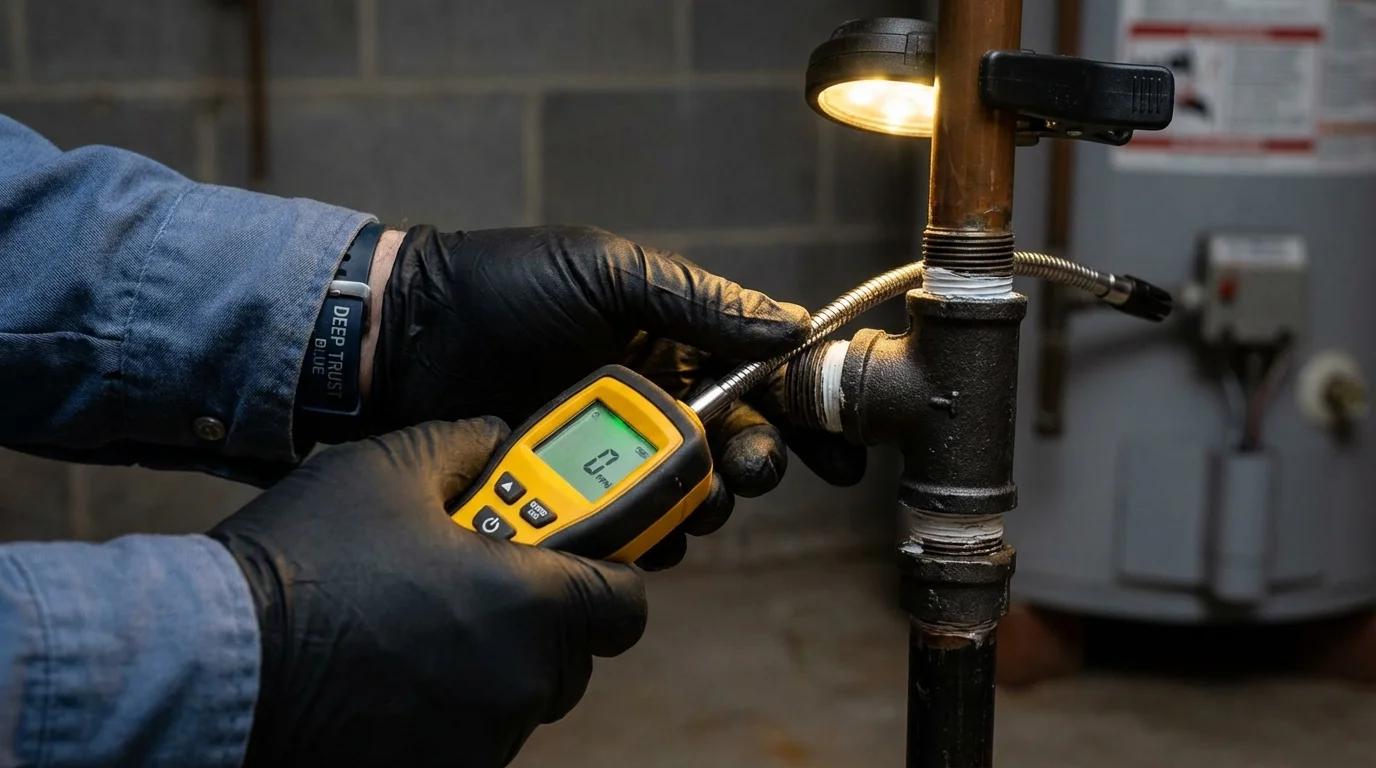 Gas leak detection with electronic sniffer by Johns Plumbing LLC in Ardsley