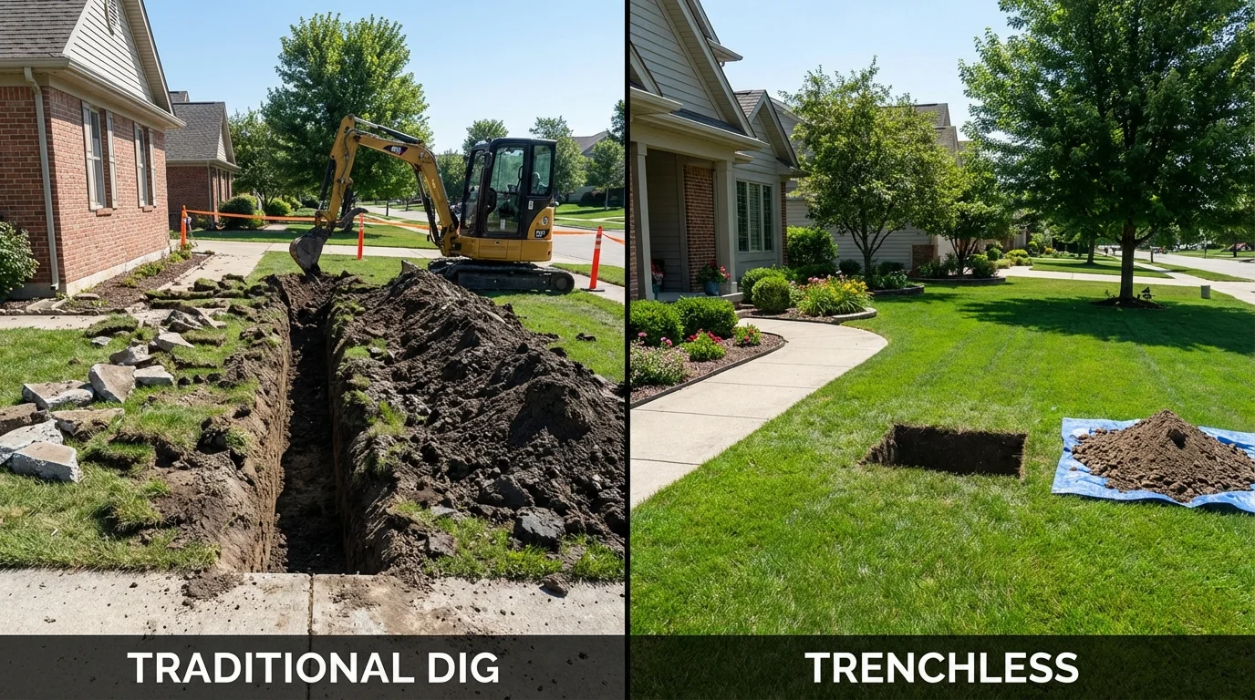 Trenchless sewer repair with minimal yard damage versus traditional excavation in Ardsley, NY